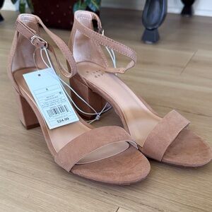 a new day Tan Suede Block Heel Sandals